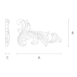 medium corner decorative leaf wood onlay applique 